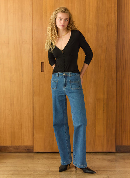 Lison V-Neck Button Through Top