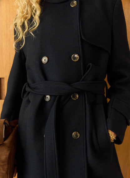 Ingrid Belted Wool Trench Coat