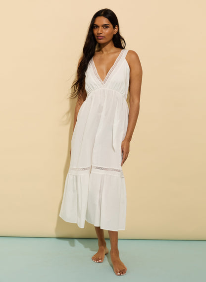 Brittany Organic Cotton Broderie Detail Nightgown