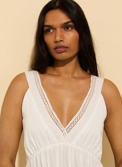 Brittany Organic Cotton Broderie Detail Nightgown