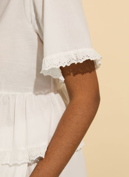 Leona Organic Cotton Broderie Detail Pyjama Shorts