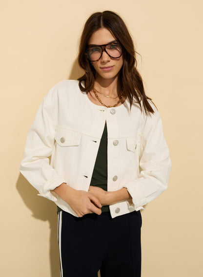 Nova Organic Cotton Collarless Denim Jacket