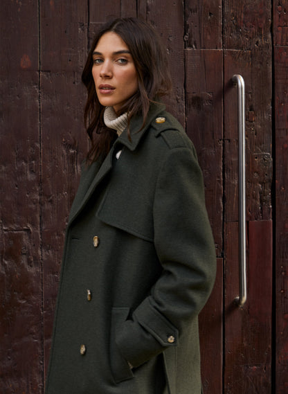 Ingrid Belted Wool Trench Coat