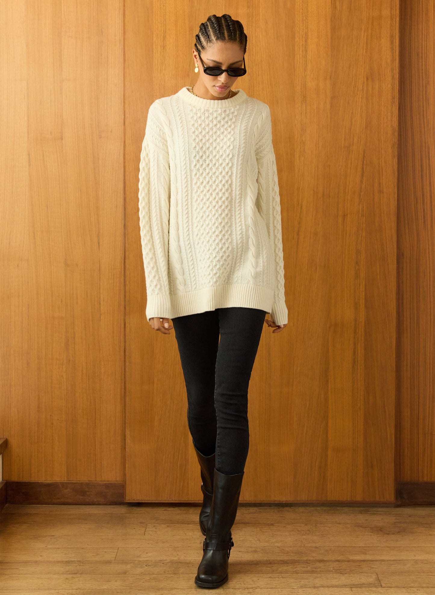 Aisha Wool Blend Cable Jumper