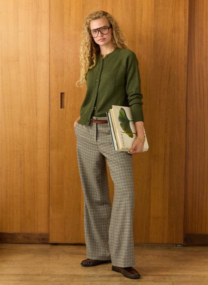 Suna Wool Blend Crew Neck Cardigan