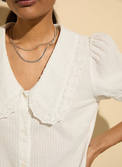 Marti Organic Cotton Broderie Detail Blouse