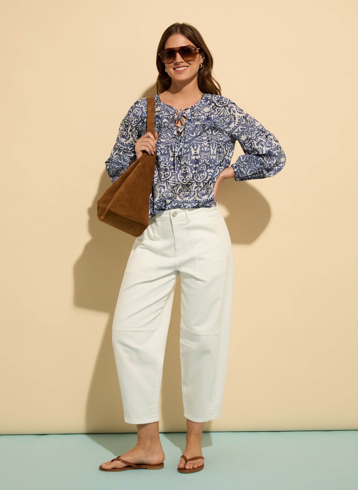 Stephanie Organic Cotton Tie Neck Blouse