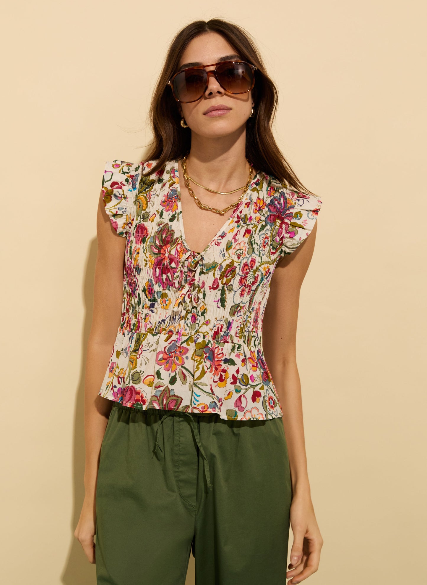 Mariah Organic Cotton Smocked Blouse