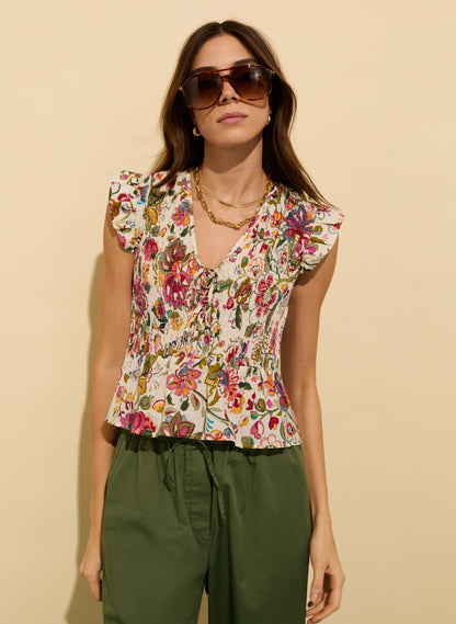 Mariah Organic Cotton Smocked Blouse