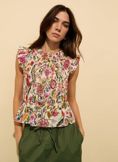 Mariah Organic Cotton Smocked Blouse