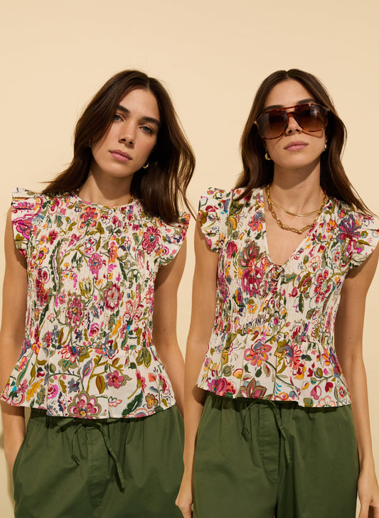 Mariah Organic Cotton Smocked Blouse