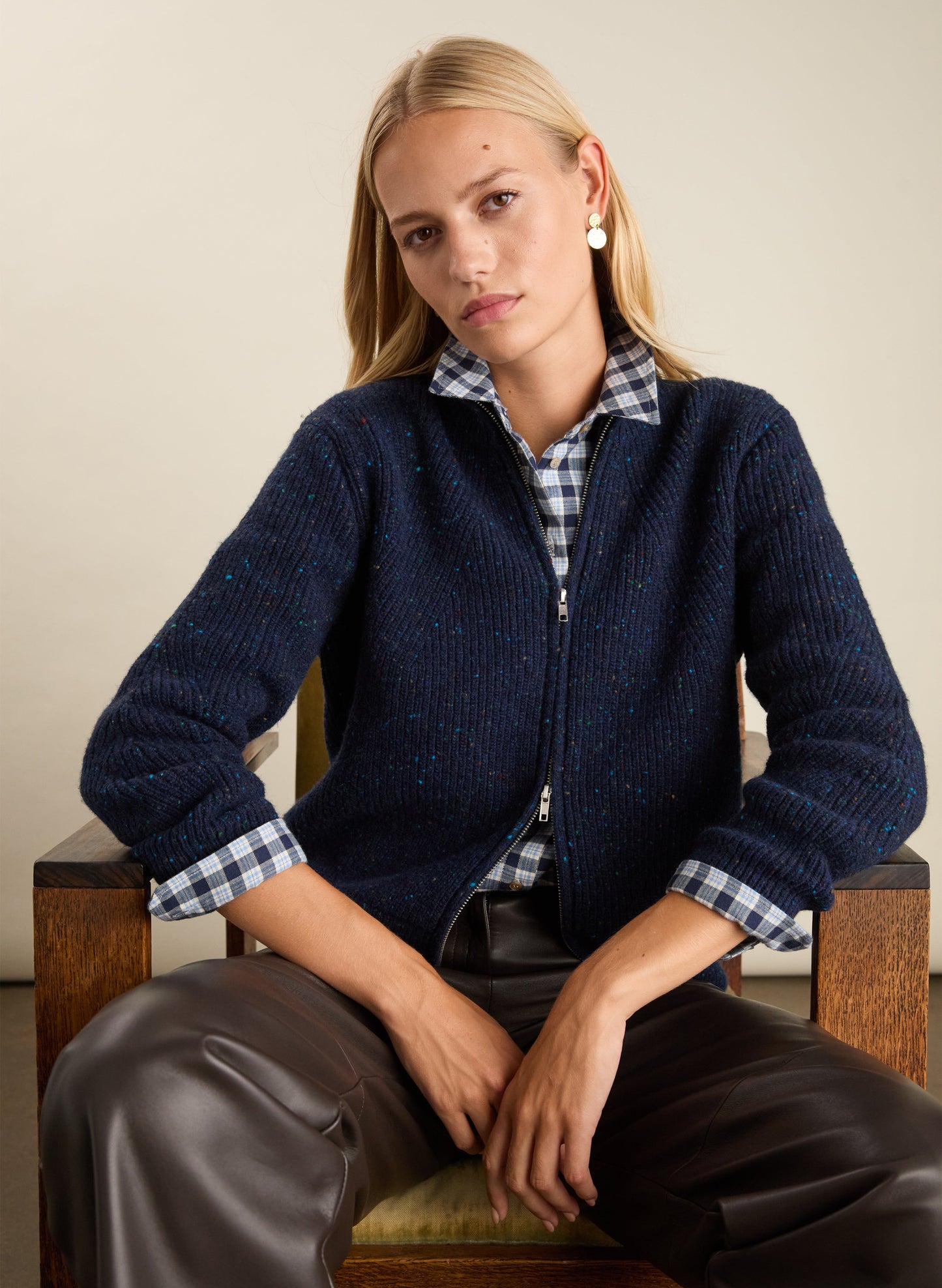 Lonnie Wool Blend Zip Cardigan