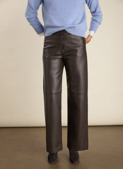 Rach Leather Wide Leg Trousers