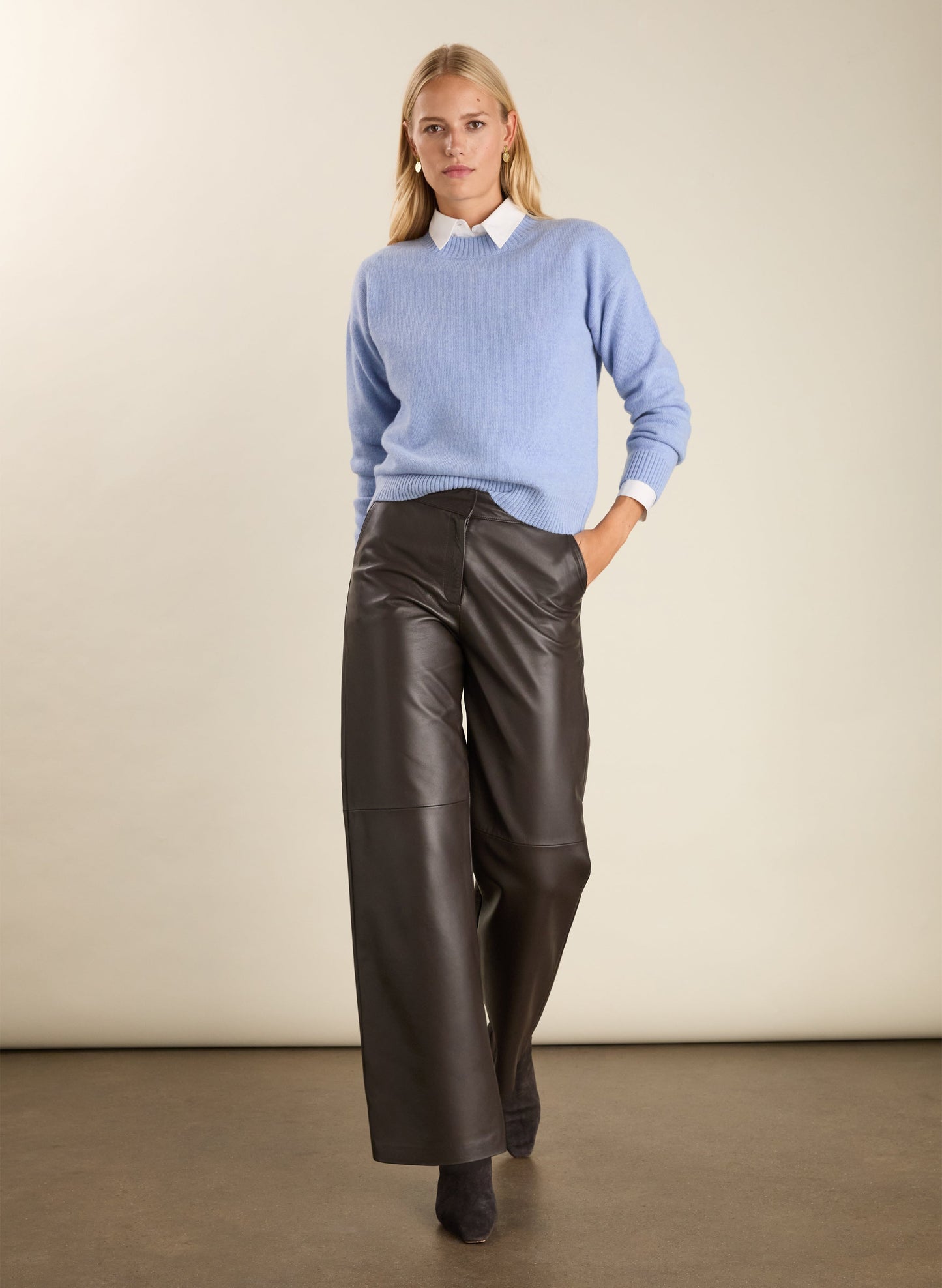 Rach Leather Wide Leg Trousers