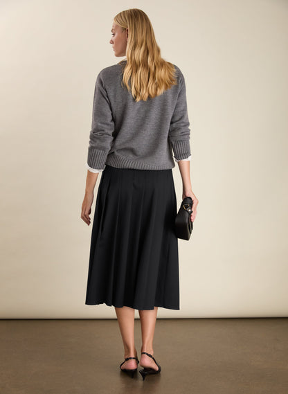 Pam Wool Blend Pleated Midi Skirt