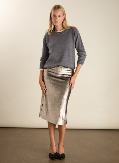 Toni Recycled Sequin Pencil Midi Skirt