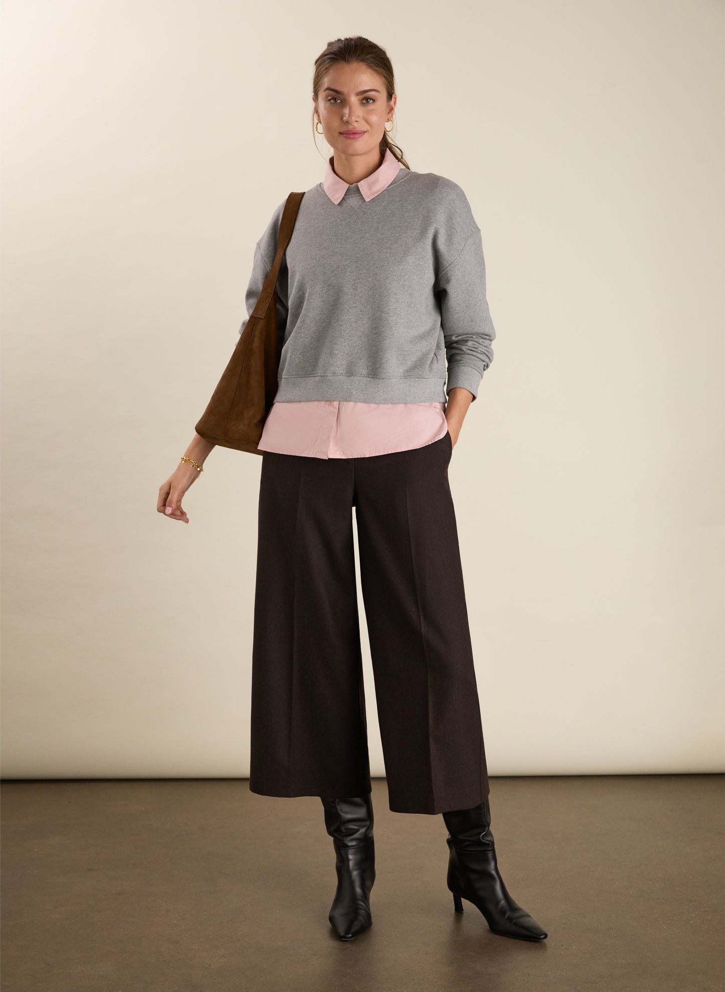 Gilma Wool Blend Wide Crop Trousers