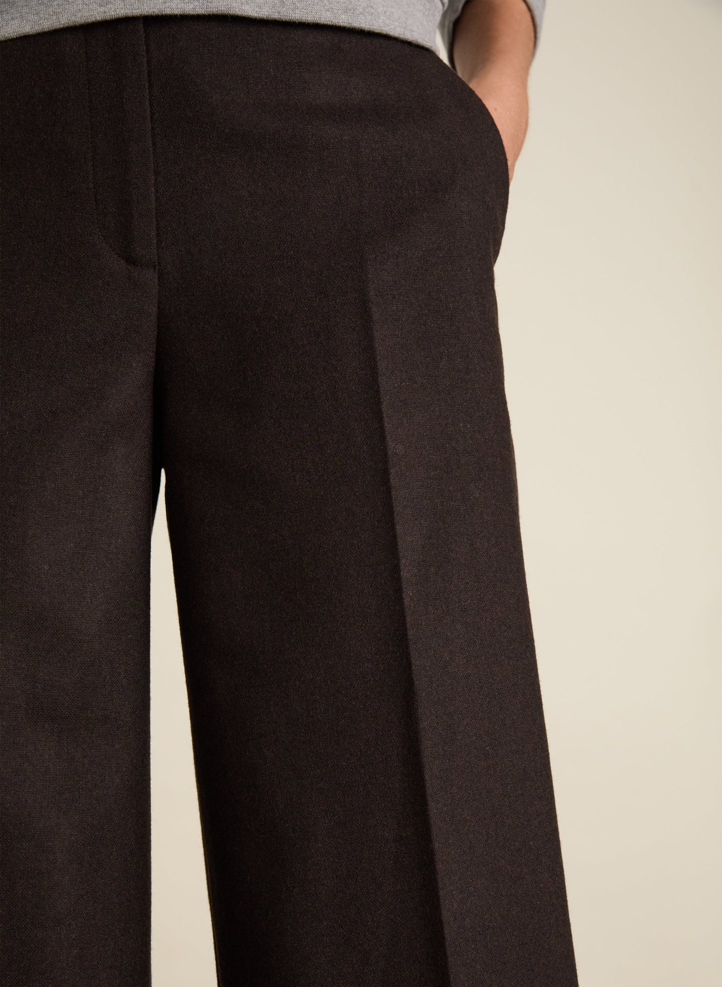 Gilma Wool Blend Wide Crop Trousers
