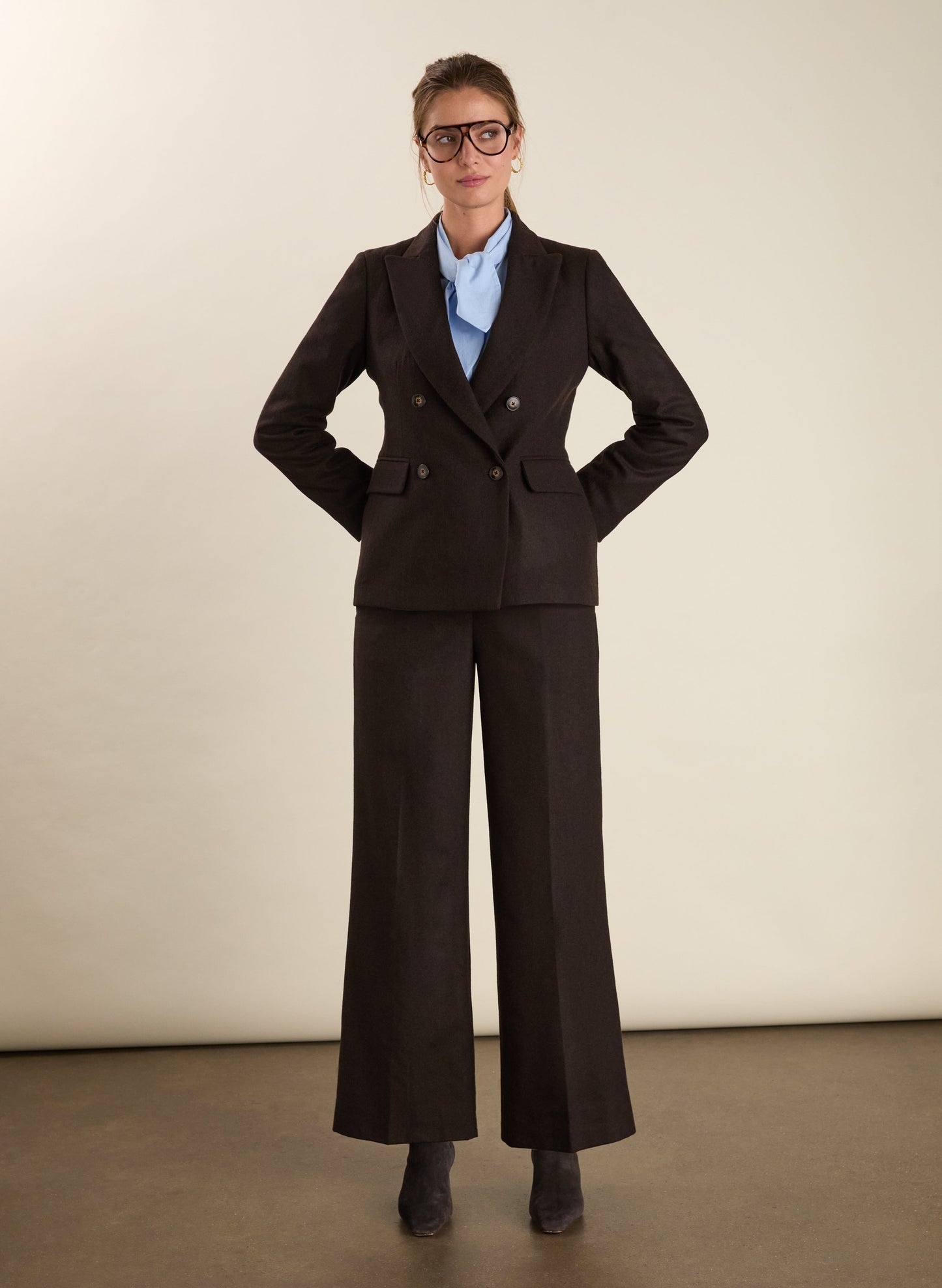 Easton Wool Blend Wide Leg Trousers