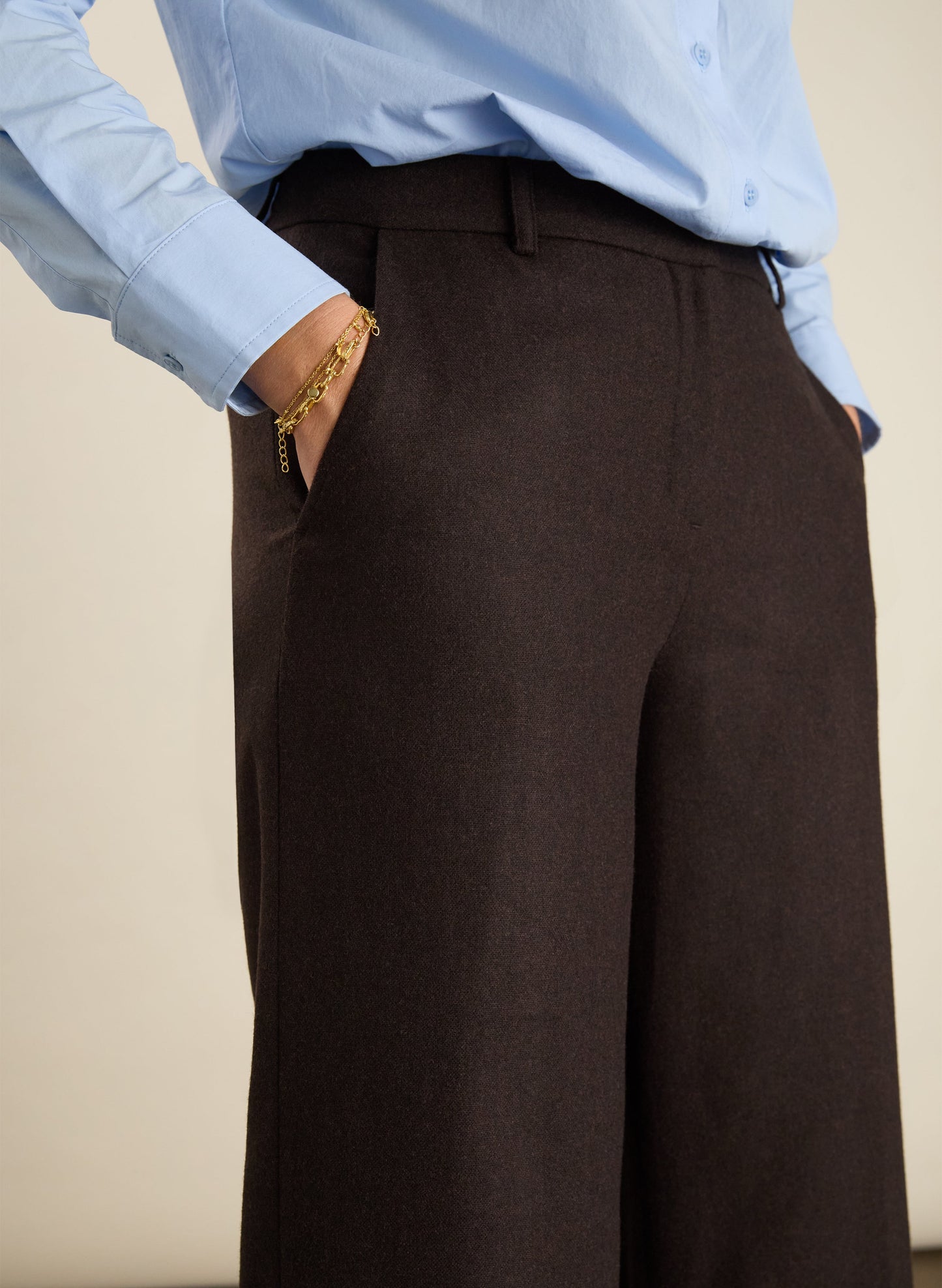 Easton Wool Blend Wide Leg Trousers