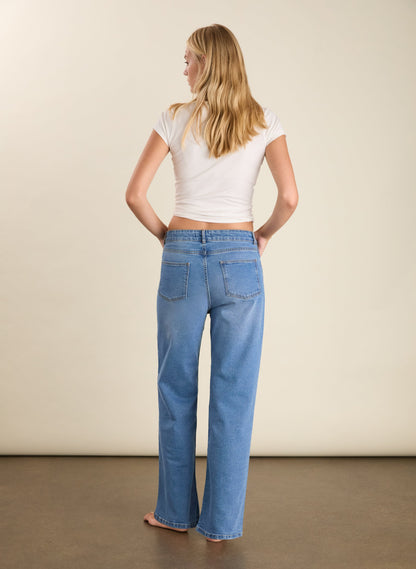 Organic Stretch Cotton Wide Leg Slouch Jeans