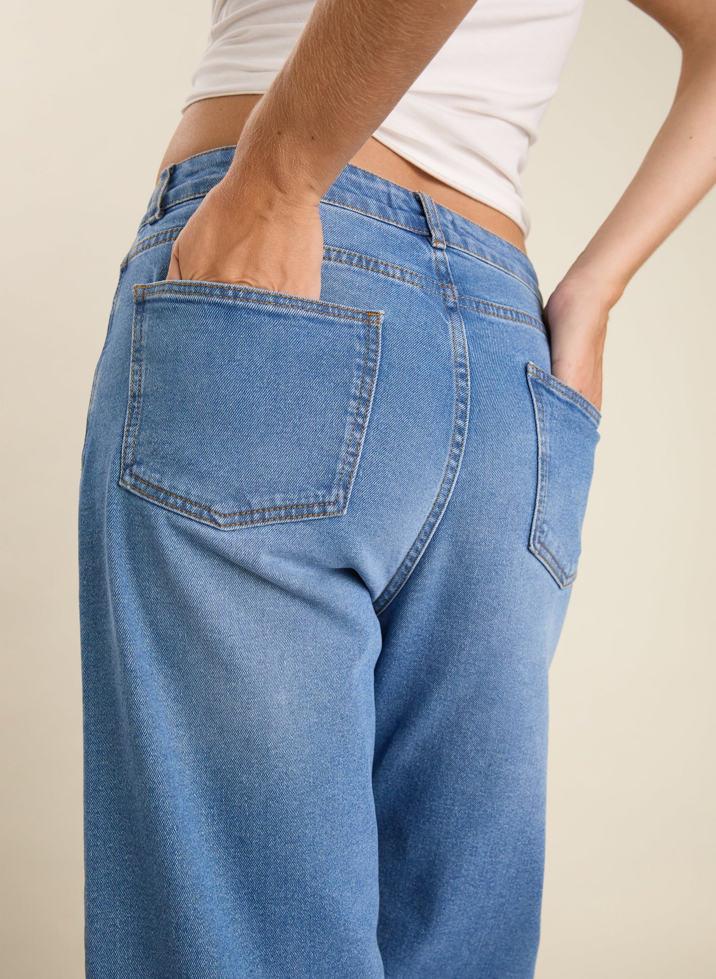 Organic Stretch Cotton Wide Leg Slouch Jeans