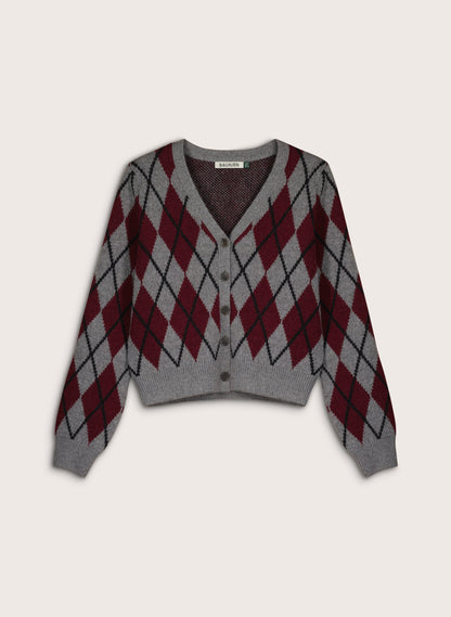Clemence Wool Blend Argyle Cardigan