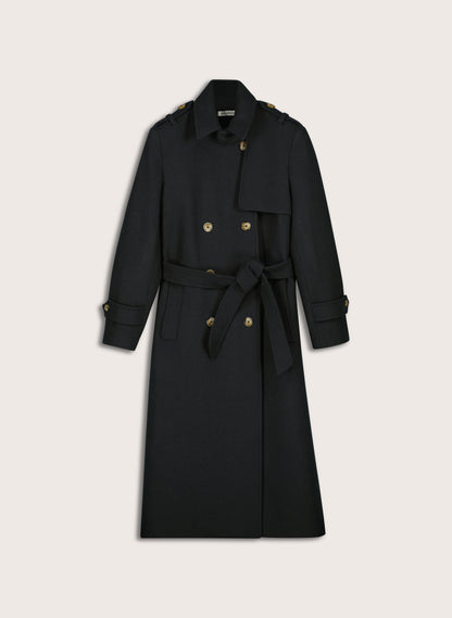 Ingrid Belted Wool Trench Coat