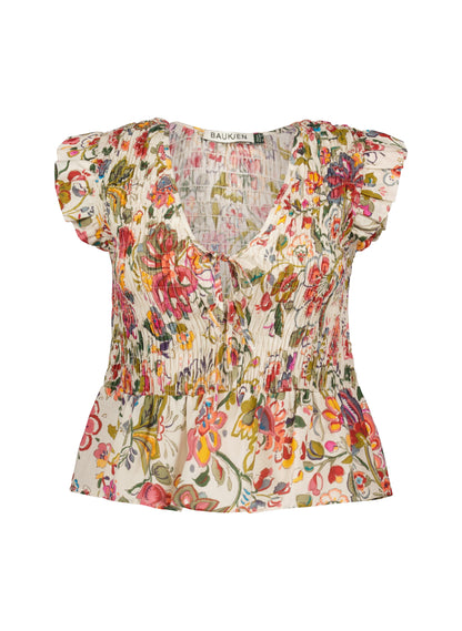 Mariah Organic Cotton Smocked Blouse