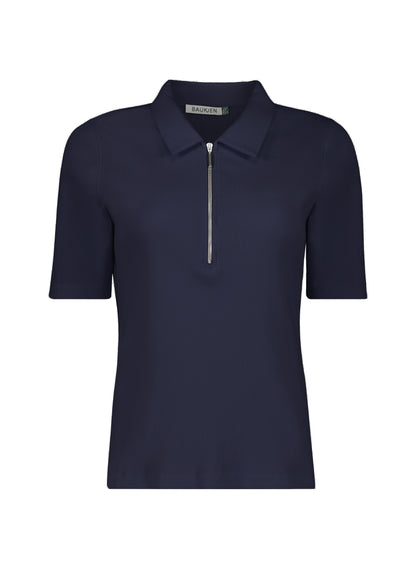 Ivy Organic Rib Zip Collar Top