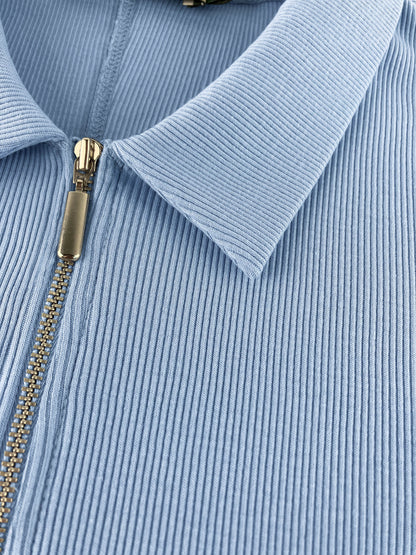 Ivy Organic Rib Zip Collar Top