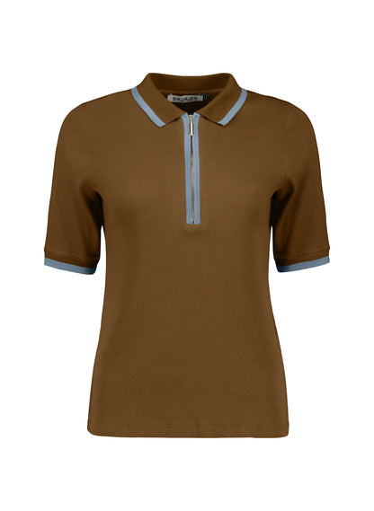 Naomi Organic Rib Zip Collar Top