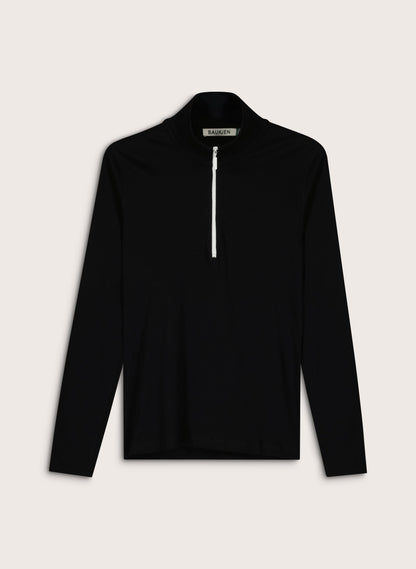 Clayton Organic Cotton Zip Turtleneck Top