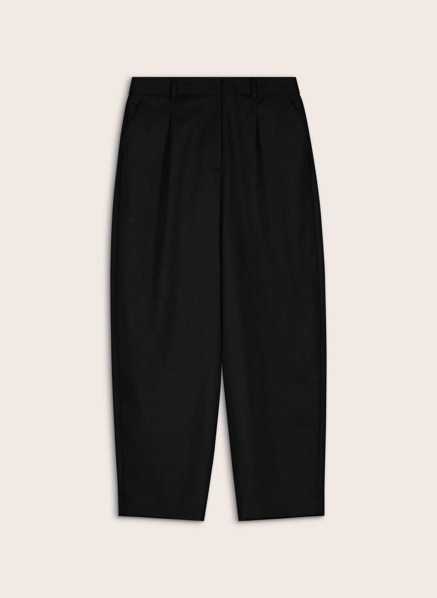 Evora Wool Blend Barrel Leg Trousers