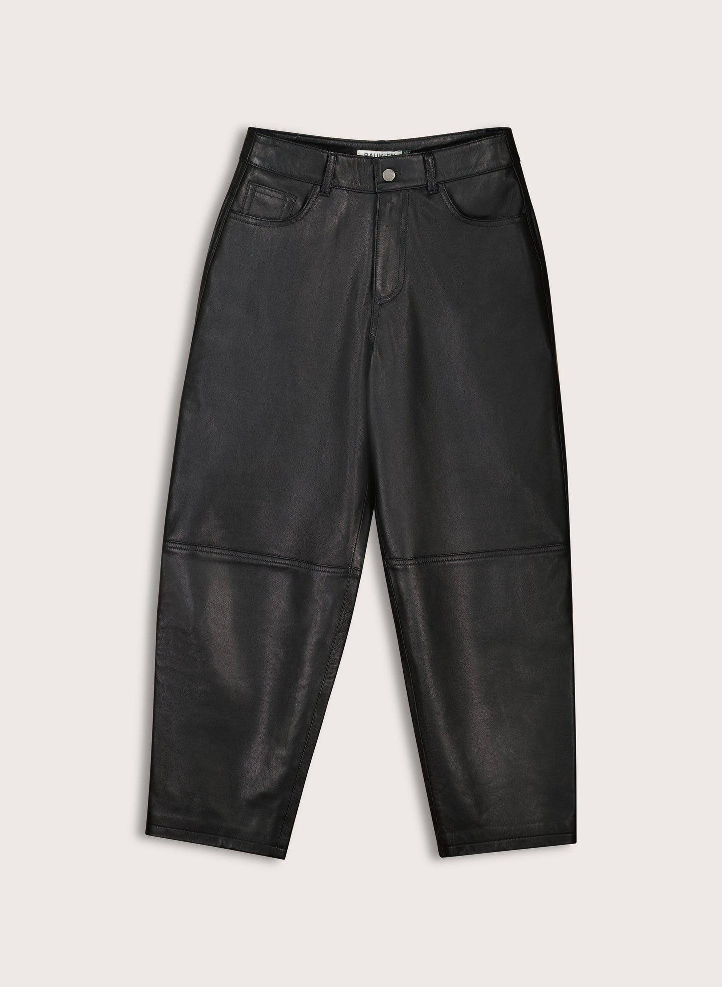 Esin Leather Barrel Leg Trousers