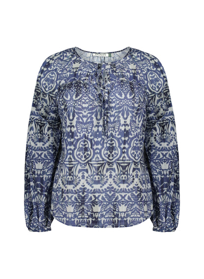 Stephanie Organic Cotton Tie Neck Blouse